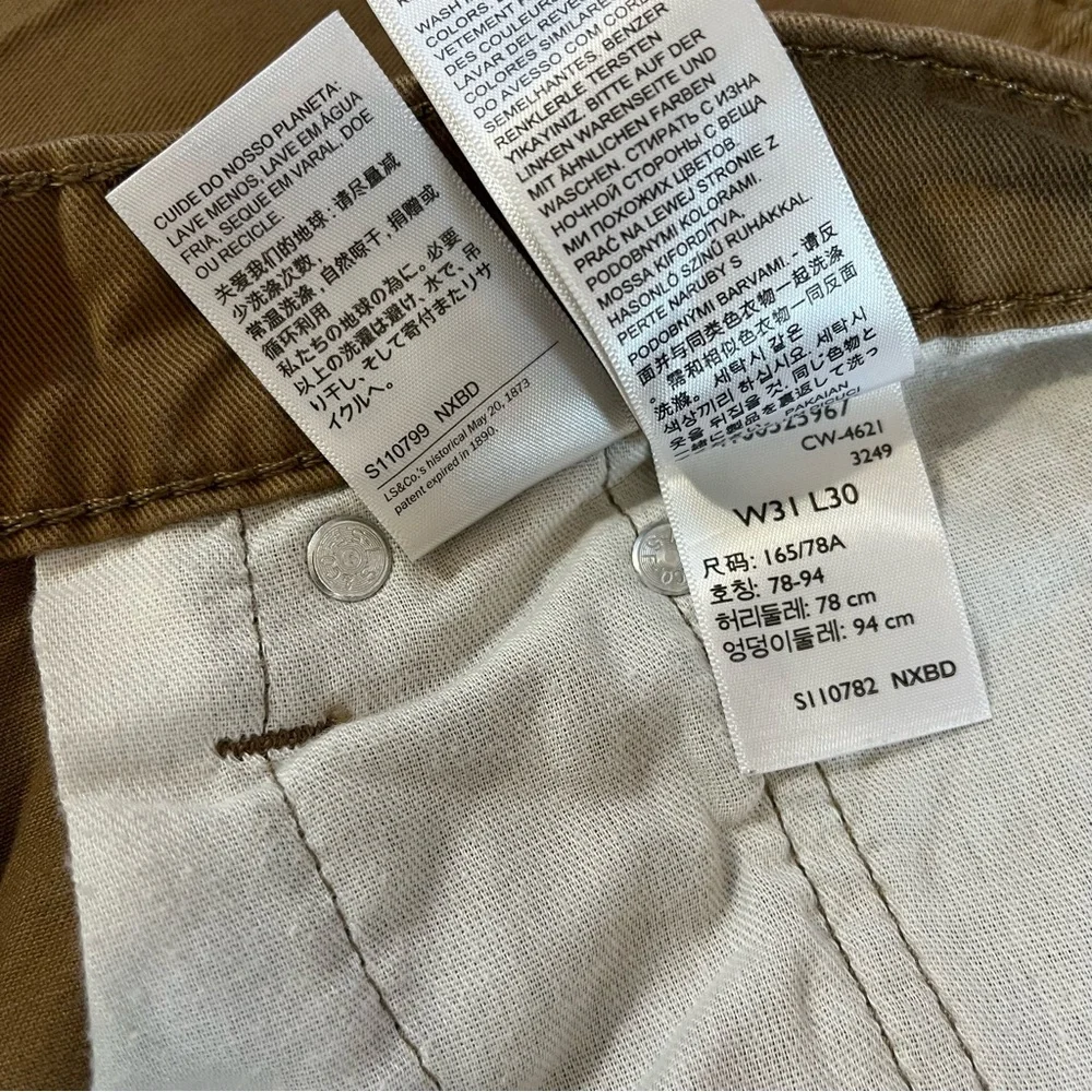 Levi's 502 Jeans Men‎ 31x30 Tab Beige Tapered Pants Stretch Cotton Casual Modern